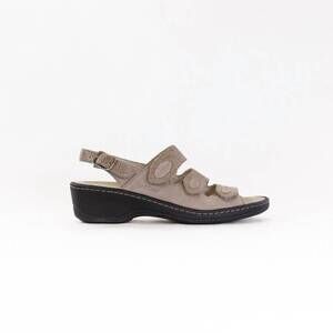 NEW FIDELIO women's soft line sandal in taupe multi